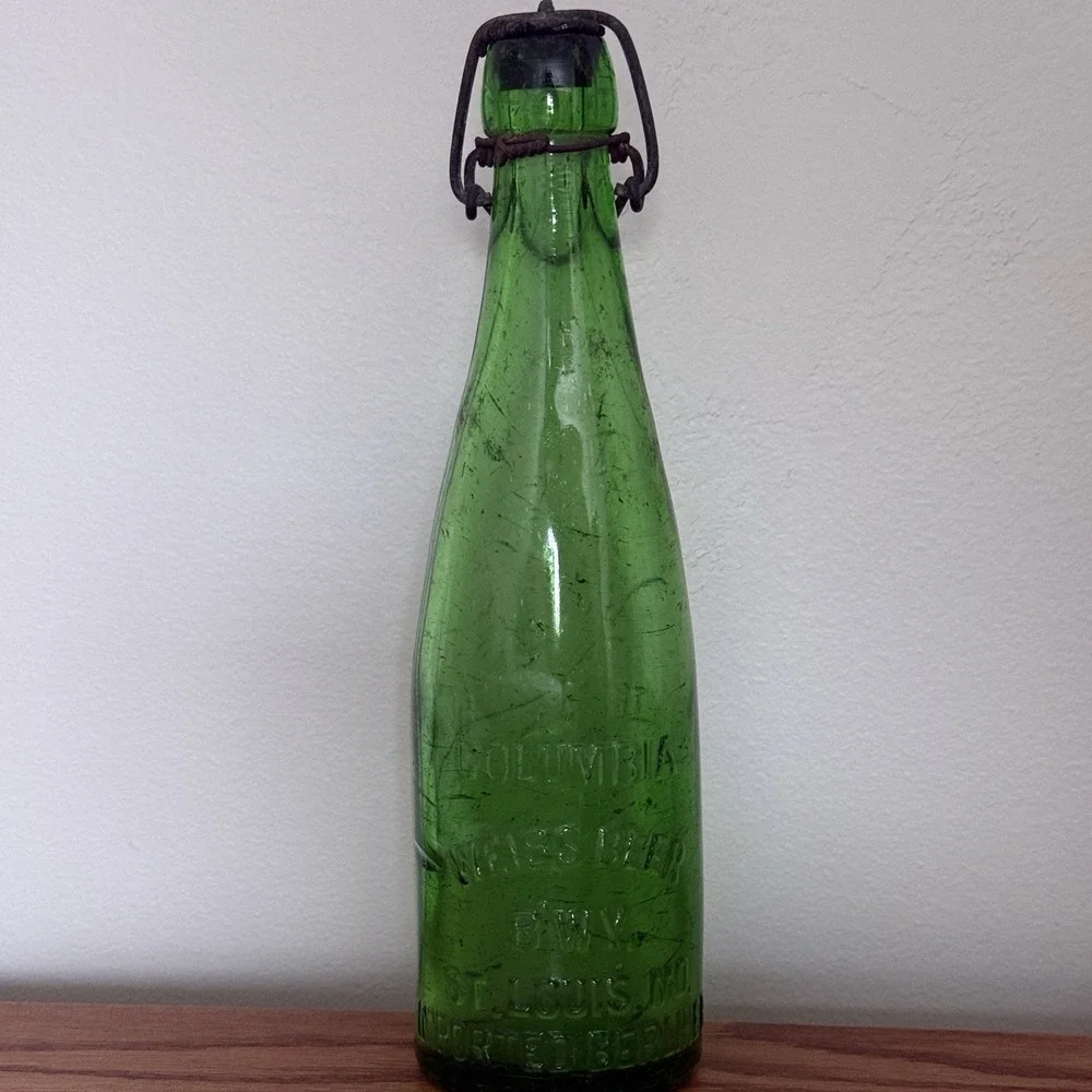 Columbia Weiss Beer Brewery St Louis MO Green Blob Bottle Pre Prohibition I G Co